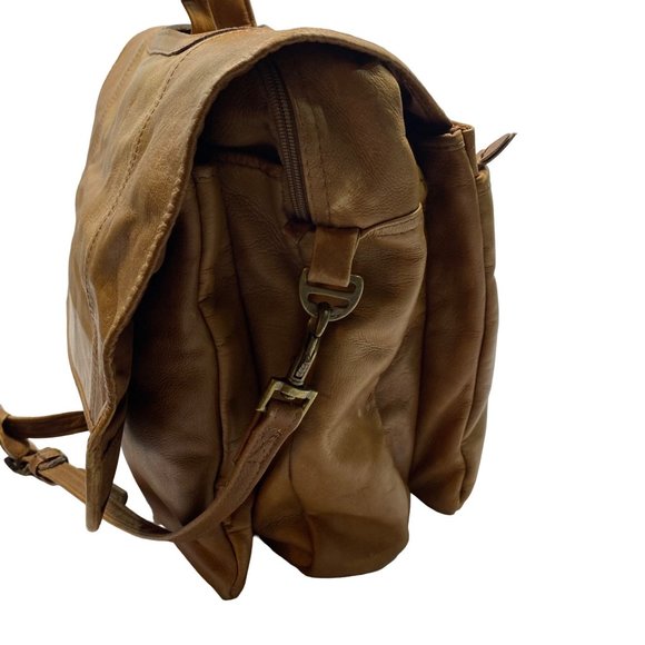 Handmade Light Brown Leather Messenger Bag - Picture 7 of 15